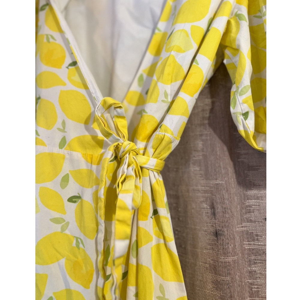 Anthropologie Hutch Lemon Print Wrap Midi Dress, NEW - Picture 8 of 14